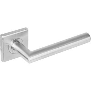 Intersteel Deurklink Hoek 90 graden op vierkant rozet geborsteld RVS