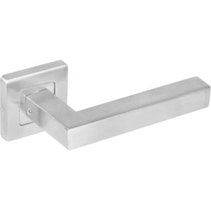 Intersteel Deurkruk Vierkant op vierkant rozet rvs geborsteld