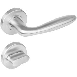 Intersteel Deurkruk Jupiter op rozet met toilet-/badkamersluiting - RVS
