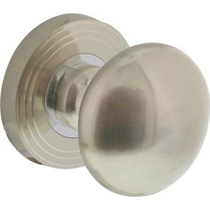 Intersteel knop op rozet vast gemonteerd met ril nikkel mat