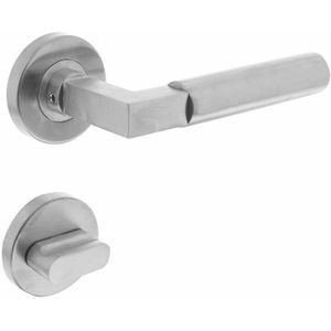 Intersteel Deurkruk Baustil op rozet met toilet-/badkamersluiting - RVS