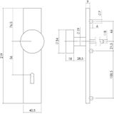 Intersteel Knop op rechthoekig schild sleutelgat 56mm - RVS