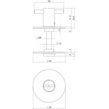 Intersteel Rozet renovatie met toilet-/badkamersluiting 5mm zelfklevend plat 55x2mm - RVS/mat zwart