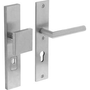 Intersteel RVS Veiligheidsbeslag skg3 met kerntrekbeveiliging profielcilindergat 72 mm voordeurbeslag geborsteld rvs