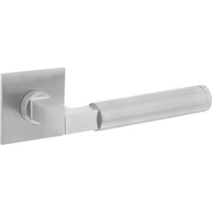 Intersteel Deurkruk Bau-stil op vierkant magneet rozet rvs geborsteld
