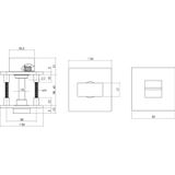 Intersteel Magneet rozet vierkant met toilet-/badkamersluiting rvs geborsteld