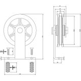 Intersteel Set van 2 hangrollen Wheel Top 170 mm mat zwart