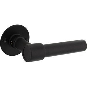 Intersteel deurklink L/L-Model recht + ronde platte rozet 50x2 mm rvs/zwart