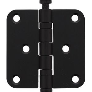 Kogellagerscharnier 76 x 76 mm met ronde hoek mat zwart incl. schroeven