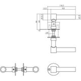 Deurkruk L/L-Model Recht + Ronde Platte Rozet 50X2mm RVS Geborsteld