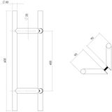 Intersteel Deurgrepen per paar T-schuin 600x90x30 HoH 400 rvs
