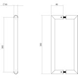 Intersteel Deurgrepen Per paar Recht-90° 330x80x30 HoH 300 Rvs