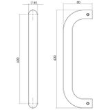 Intersteel Deurgreep per stuk U-vorm 630x80x30 HoH 600 rvs