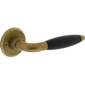 Intersteel - Deurklink Antonnet - Messing Getrommeld - Ebbenhout - Inclusief Rosetten
