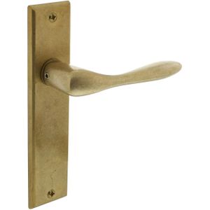 Intersteel Deurkruk Banaan met schild 181x41x7mm messing getrommeld WC63/8