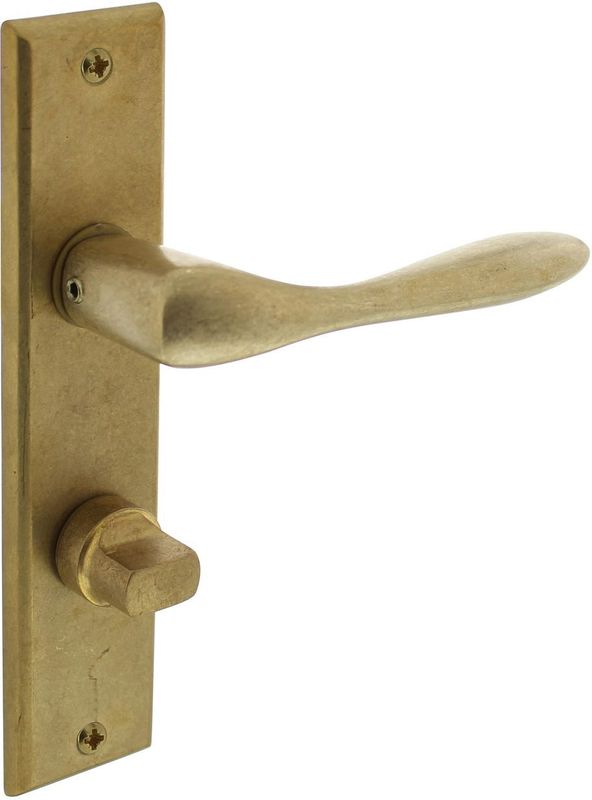 Intersteel - Deurklink Banaan - Messing Getrommeld - Set Deurklinken met Schild