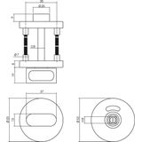 Intersteel Rozet toilet-/badkamersluiting rond nokken met stiftbediening rvs geborsteld