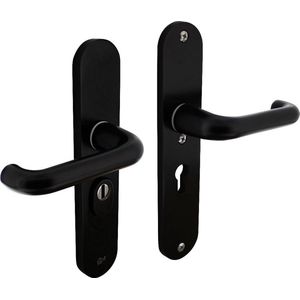 Intersteel Veiligheidsbeslag SKG*** kruk/kruk profielcilinder 55 mm met kerntrekbeveiliging aluminium zwart