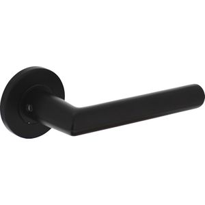 Intersteel Deurkruk Hoek 90° op ronde rozet ø55x8mm aluminium zwart