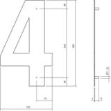 Intersteel Huisnummer 4 XL Hoogte 30 cm Rvs/Mat Zwart