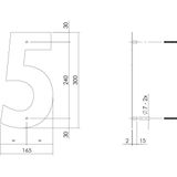 Intersteel Huisnummer 5 XL Hoogte 30 cm Rvs/Mat Zwart
