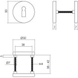 Intersteel Rozetten met sleutelgat 50x7mm - aluminium/mat zwart