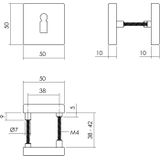 Intersteel Rozet sleutelgat 50x50x10 mm aluminium zwart