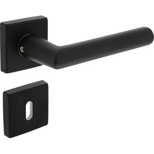 Intersteel Deurkruk Broome op rozet 50x50x10 mm aluminium zwart met sleutelplaatjes per paar