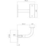 Intersteel Leuninghouder gebogen vierkant hol zadel zwart