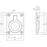 Intersteel Luikring rechthoekig 65 x 49 mm messing gelakt