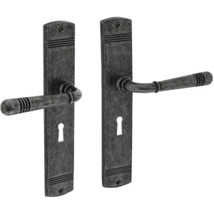 Intersteel Deurkruk Emily op schild sleutelgat 56 mm oud grijs