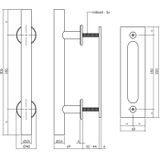 Intersteel Deurgreep T-model Ø25x305 Mm met Schuifdeurkom 220x60 Mm Zwart