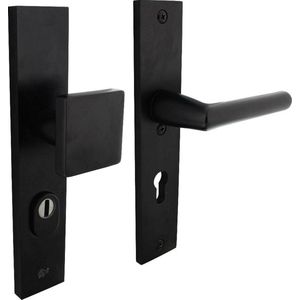 Intersteel Veiligheidsbeslag met kerntrekbeveiliging SKG*** profielcilinder 72 mm rechthoekig voordeurbeslag zwart