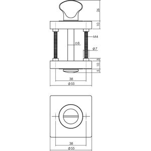 Intersteel Rozet met Toilet-/Badkamersluiting Vierkant Antracietgrijs