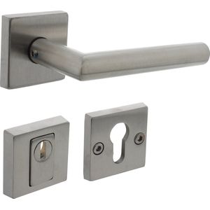 Intersteel Set Achterdeurbeslag Vierkant SKG*** met Kerntrekbeveiliging Rvs Geborsteld