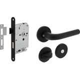 Intersteel Deurbeslag set wc slot zwart met deurkruk Eucla met rozet zwart