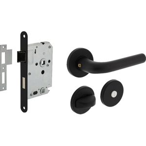 Intersteel Deurbeslag set wc slot zwart met deurkruk Eucla met rozet zwart