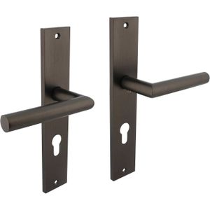 Intersteel Deurkruk Bastian op schild 245x45 mm profielcilindergat 72 mm antracietgrijs PC72