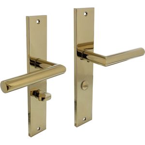 Intersteel deurklink Bastian op langschild WC63/8 PVD messingkleur