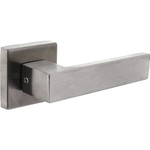 Intersteel Deurkruk Amsterdam rvs geborsteld op vierkante massieve rozet 53x53x10 mm achterdeurbeslag