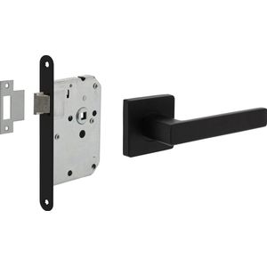 Intersteel Deurbeslag set loopslot zwart met deurkruk Hera zwart