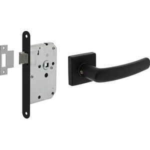 Intersteel - Deurbeslag Set - Loopslot Zwart - Deurklink Denham Zwart - Aluminium
