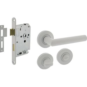 Intersteel deurbeslag set WC-slot 63/8 mm wit + deurklink Bastian en WC-sluiting wit