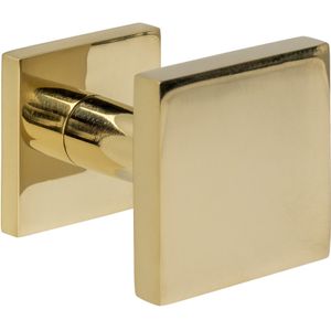 Intersteel Voordeurknop vierkant 64x64mm op achterplaat 54x54mm verkropt éénzijdige montage PVD messingkleur
