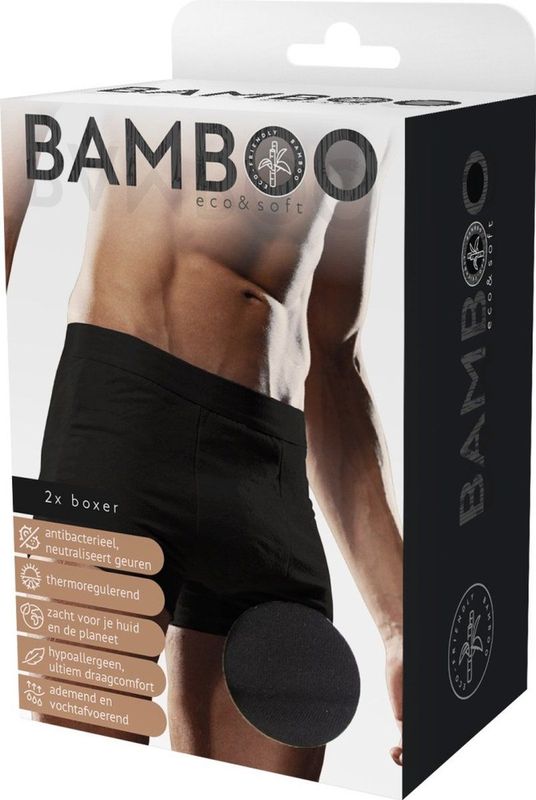Bamboo - Original Boxers - Zwart - Biologisch Katoen - 2 Stuks
