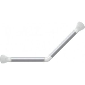 Wandbeugel zilverkleurig met afdekkappen in mat wit - 45 graden gehoekt 30 x 30 cm - SecuCare