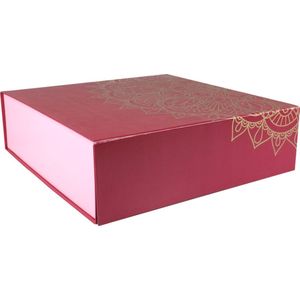 Klika - Geschenkdoos | karton | 30x30x9cm | opvouwbaar | roze/rood/goud | 10 stuks