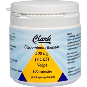 Clark Vitamine B5 pantotheenzuur 500mg 100 Vegetarische capsules