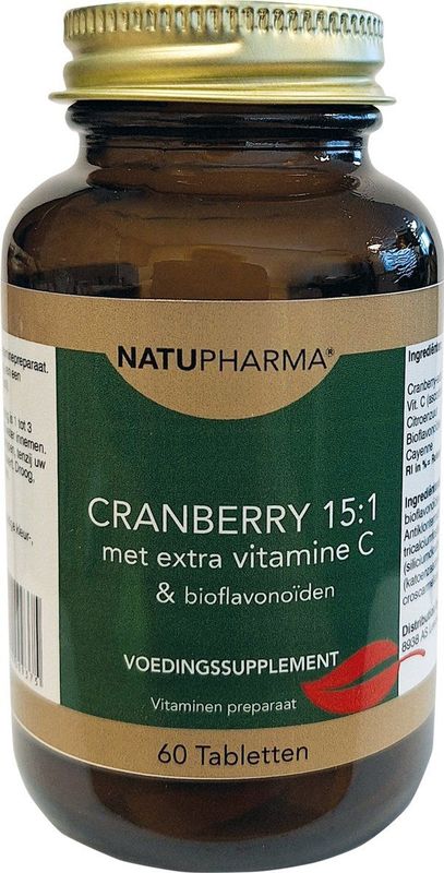 Natupharma - Cranberry 15:1 - Voedingssupplement - 60 Tabletten - Met Vitamine C & Bioflavonoiden