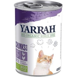 Sparpaket Yarrah Bio Chunks 24 x 405 g - Bio-Huhn & Bio-Truthahn mit Bio-Brennnesseln & Bio-Tomaten
